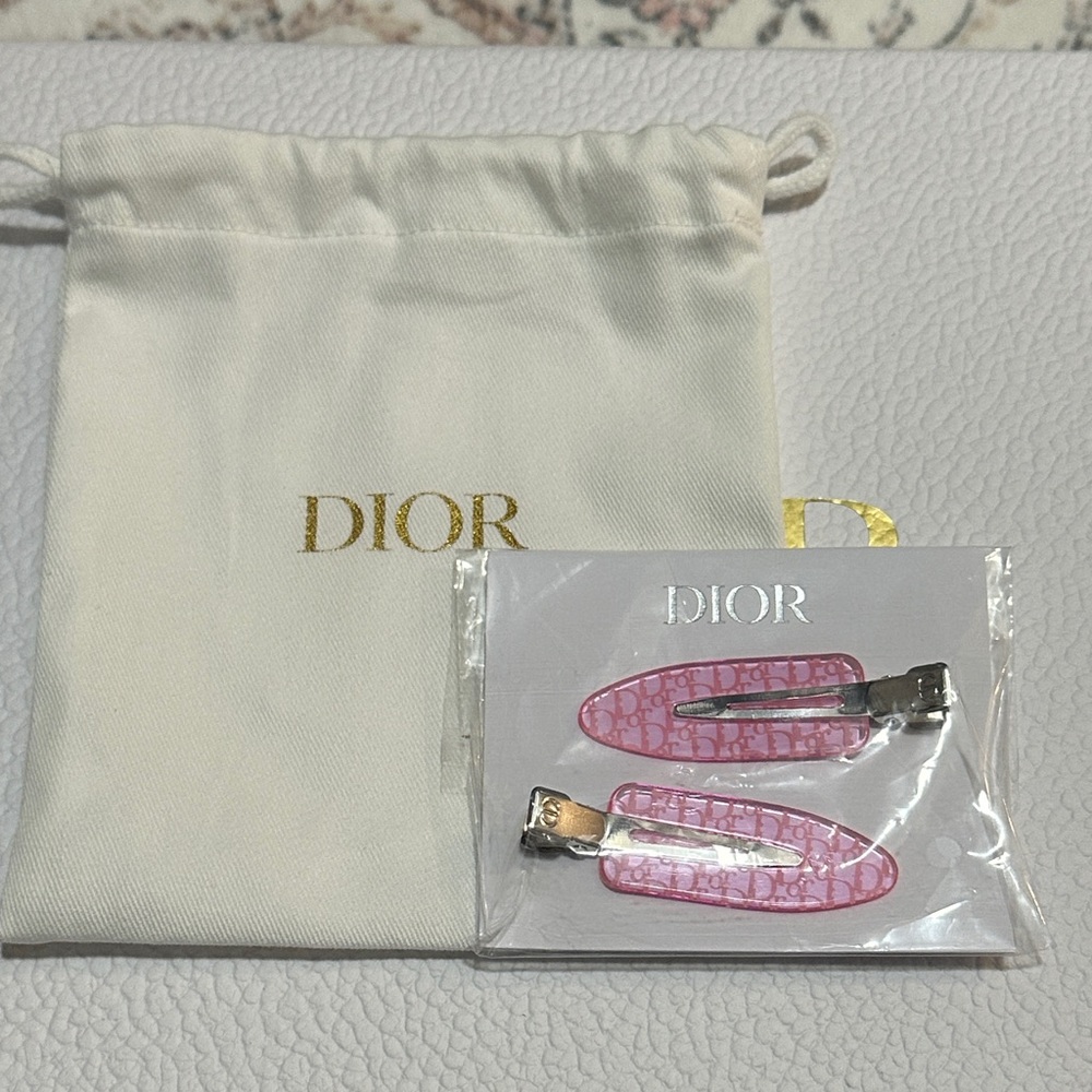 Dior Pink Patterned Hair Clips
